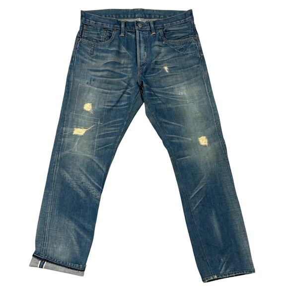 RRL Double RL Slim Boot Cut Repaired Selvedge Jeans 36x30 Japan - Picture 1 of 16